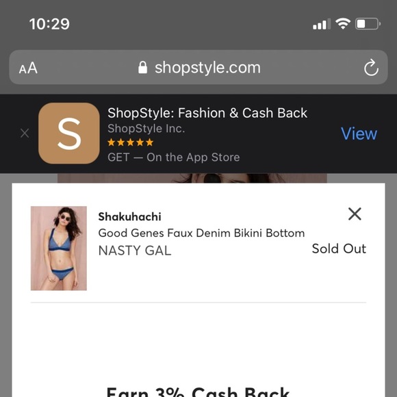 Shakuhachi Good Genes Faux Denim Bikini Bottom Blue Size 5 (Small) - Picture 7 of 7